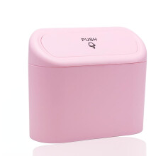 Car Trash Can Bin with Lid - Universal Vehicle Mini Leakproof Garbage Can Bin Front Back Seat Accessories for Auto Office Bedroom Home(Pink)