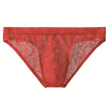 Men Briefs Lace Low Rise Bikini Briefs And Breathable Underwear For All Seasons Red M