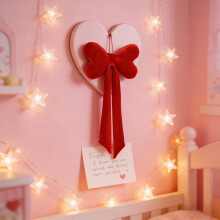 Valentine's Velvet Heart Bow Decoration 11x24in Red