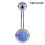 1 Stück Bauchnabelpiercing aus Edelstahl mit Opalstein, hellviolett 1