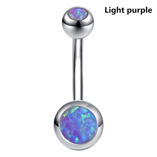 1 Stück Bauchnabelpiercing aus Edelstahl mit Opalstein, hellviolett