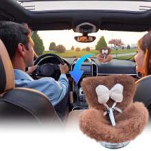 Doll Car Seat for 17cm Dolls, Air Vent Clip & Desktop Stand, Cute Car Ornament for Collectors – Brown Bowknot