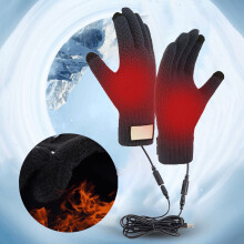 USB Heated Touchscreen Gloves, Thick Knit Winter Warm Gloves with Fleece Lining – Compatible with iPhone/Samsung