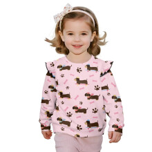 Girls Crewneck Sweatshirt with Ruffle Shoulder and