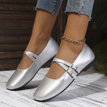 Willtoo Women's Double Strap Mary Jane Flats, Comfortable Square Toe Slip on Loafers, Trendy Elegant Dressy Ballet Sneakers