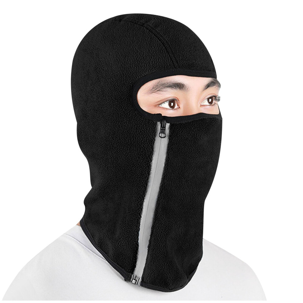 Thermal Ski Mask With Vertical Zipper, Warm Face & Neck Gaiter For Skiing, Riding, Climbing, Hiking Â One Size Black 9180435419613