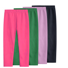 Toddle Girls Cotton Leggings 4-Pack, Solid Color, Full-Length Yoga & Dance Pants, Elastic Comfortable Tights – Hot Pink, Size 7 Years