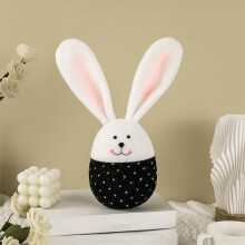 Figurină adorabilă în formă de gnom de Paște cu urechi de iepuraș - Păpușă elf decorativă fantezistă care ține un ou pictat, decor