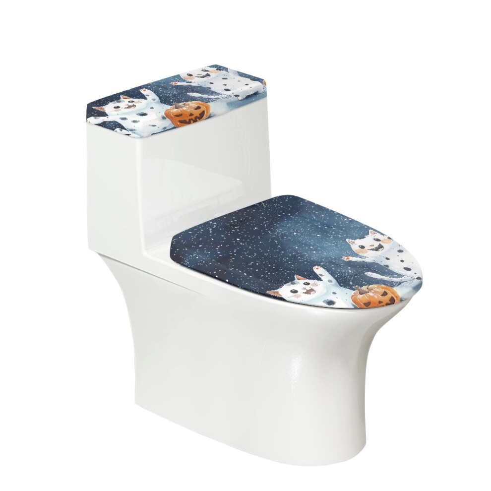 Cat Pumpkin Pattern Polyester Toilet Lid Cover Adjustable 9399596281971