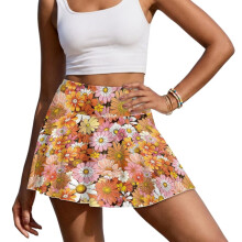 Yellow Daisy Golf Skirt Size XL Stretchy Tennis Golf Skirts for Women with Shorts Women's Active Performance Skort for Workout Pickleball Running