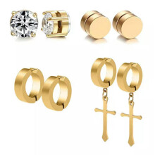Stainless Steel Magnetic Stud Earrings Set for Men and
