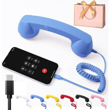 Retro Phone Handset, 0.13in Type-C/USB Wired Landline Receiver with Mic & Speaker, compatible with iPhone & Android
