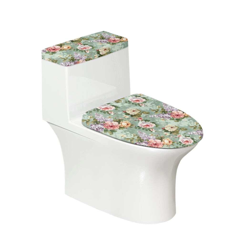 Flowers Toilet Lid And Tank Cover Elastic Bottom 17"X21" 9455834411200