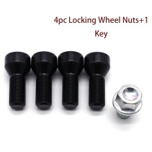 4PCs Car Aluminum Locking Wheel Nuts Bolt Nuts Wiht 1 Key M12X1.5 Black for BMW 1/3/5/6series