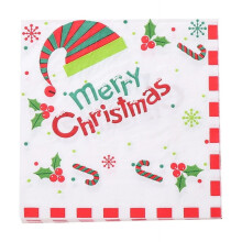 20Pcs Merry Christmas Paper Napkin Poinsettia Floral Xmas Ball Disposable Dinner Napkin Luncheon Napkin for Winter Party Supplies