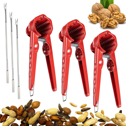 Multifunction Nutcracker with Non Slip Handle, Heavy Duty Tool for Cracking Pecan Walnut All Hard Shell Nuts