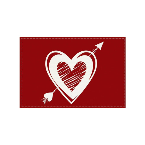 Linen Heart Print Placemat 30x45cm