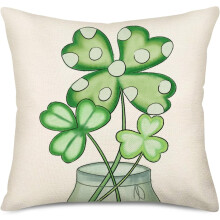 Housse de coussin Saint-Patrick 45 x 45 cm, motif trèfle vert, housse de coussin décorative d'intérieur/extérieur – Compatible avec les