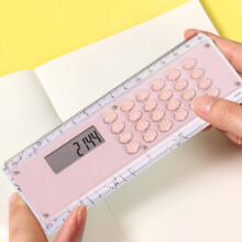 Righello calcolatrice da 15,4 x 5,3 x 0,5 cm con funzioni matematiche di base, strumento di misurazione per ufficio/casa - Portatile, compatibile con