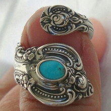 Vintage 925 Silver Turquoise Ring Women Man Wedding Party Gift Jewelry Size 6-10-#14-6