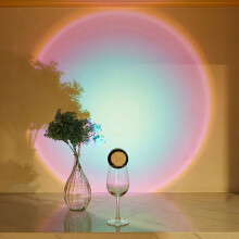 Under $5 Sunset Projection Sphere Night Light, Clapping Activated Bedroom Decor with Multiple Colors, Battery Powered Ambient Mood Lighting