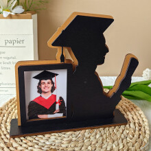 Wooden Easter & Graduation Hanging Decor, Gold Photo Frame Stand – Compatible with Home Desktop Setup