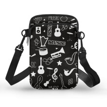 Crossbody kabelka s dizajnom hudobných poznámok a nastaviteľným popruhom
