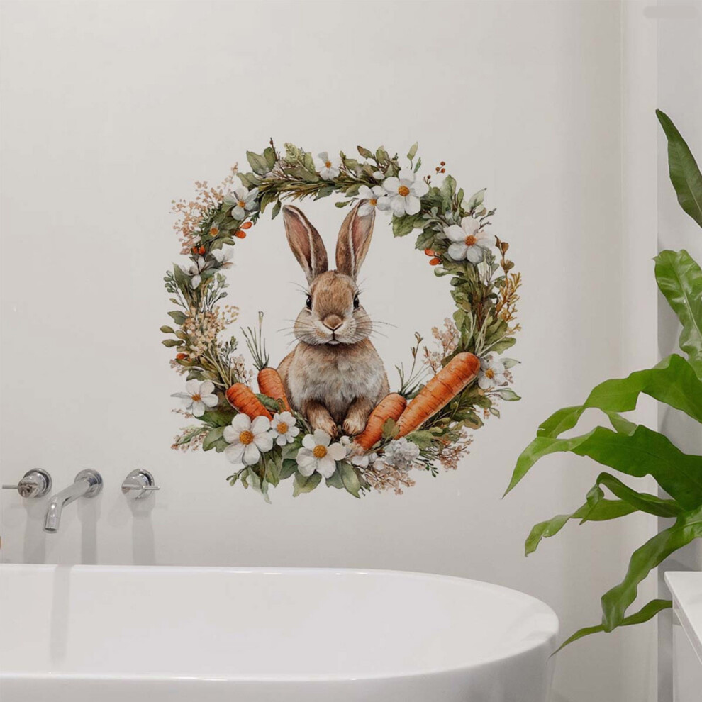 Easter Bunny And Egg Wreath Static Cling For Windows And 9422877575404