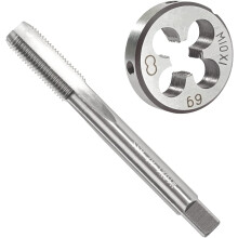 M10 x 1.0 Metric Tap and Die Set, M10 X 1.0mm HSS Machine Thread Tap and M10 X 1mm Alloy Tool Steel Round Thread Die Right Hand