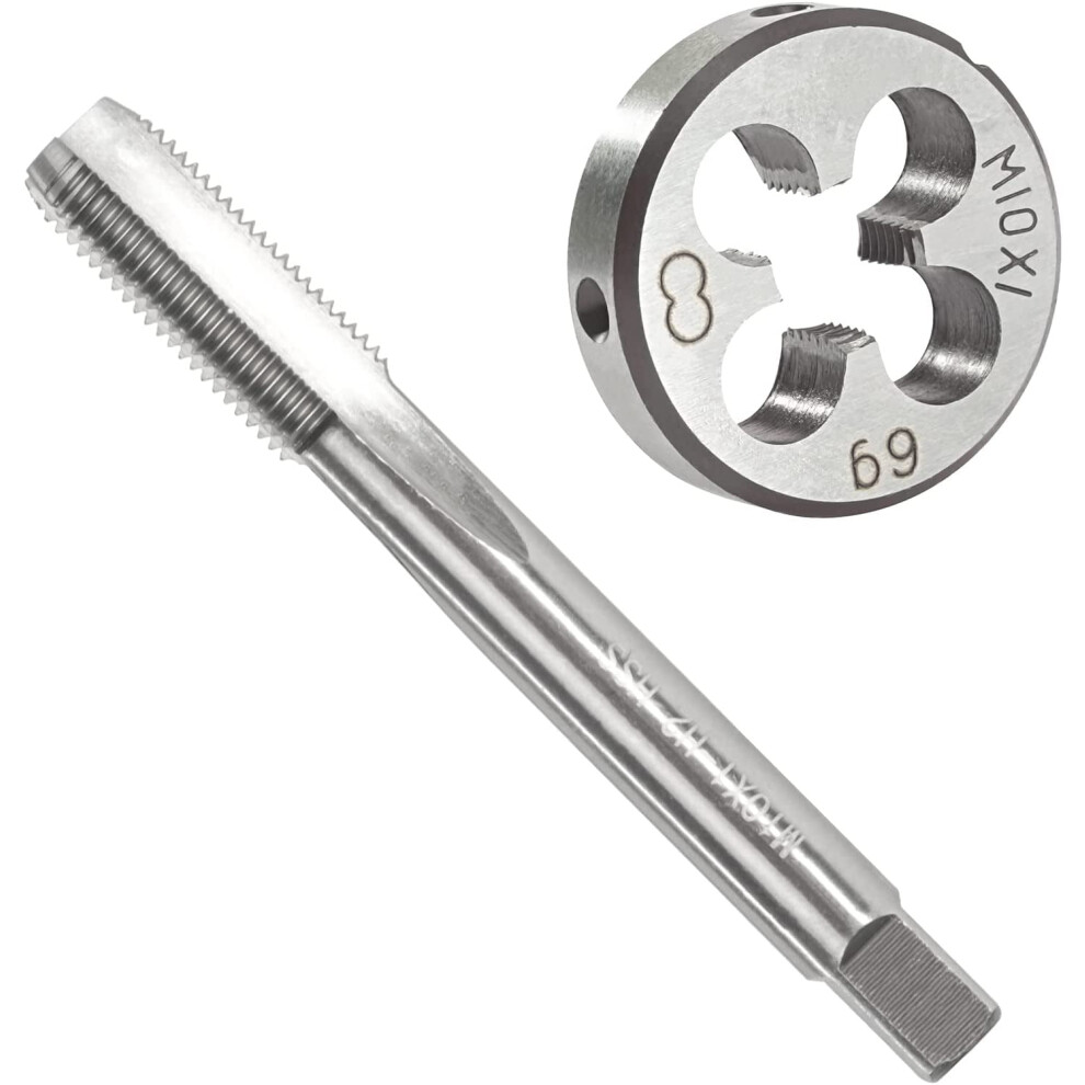 M10 X 1.0 Metric Tap And Die Set, M10 X 1.0Mm Hss Machine Thread Tap And M10 X 1Mm Alloy Tool Steel Round Thread Die Right Hand 9341593657440
