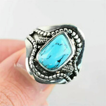 925 Silver Plated Turquoise Ring for Women Wedding Party Jewelry Rings SZ 6-13-Turquoise #23-9