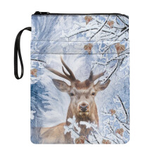 Polyester Fabric Notebook Wraps for Men Vintage for Textbook Paperbacks Supplies Book Protection, 11.42 x 8.66 Inch, Winter Deer Head