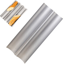 Nonstick Perforated French Bread Baking Pan, Compatible with Home Ovens, 14.96x6.38", Ventilated & Heat Resistant