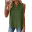 Women's Sleeveless Button-Down Blouse V-Neck Pleated Front 4