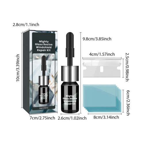 Windshield Repair Kit with Resin Liquid, Tools, and 1