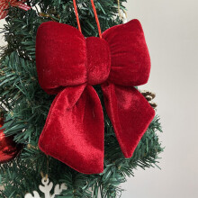 Christmas Tree Topper, Ribbon Bow Topper for Tree,Xmas Ornaments for Holiday Decor Christmas Bow Christmas Tree Decoration Hanging Red Velvet Bow
