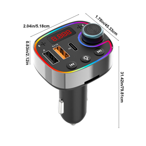 Bis zu 50 % Rabatt, Bluetooth-Autoadapter, Auto-MP3-Bluetooth-Player aus Aluminium, Multifunktions-LED-Licht, Schnellladefunktion 2