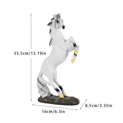 Statue de cheval debout blanche, sculpture décorative de 33,5 cm (13,2 pouces). 1