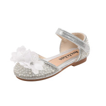 Girls Sandals Open Toe Cute Butterfly Princess Girls Flat, Sparkly Summer Dress Shoes Sandals Silver 5.5-6 Years