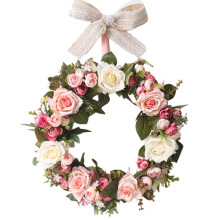 Couronne de pivoines et roses en brindilles – Guirlande artificielle vintage faite main de 32 cm (12,6 po) pour porte d'entrée, décoration de