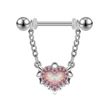 14G Surgical Steel Nipple Ring CZ Opal Nipple Piercing for Women Barbell Jewelry-Style 1