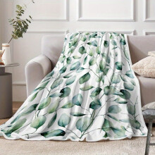 Sage Green Eucalyptus Fleece Blanket – Soft, Lightweight Boho Throw for Sofa/Bed, 280gsm Anti-Pilling Polyester