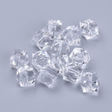 Perles acryliques transparentes à facettes cubiques, transparentes, 8 x 8 x 7,5 mm, trou : 1,4 mm