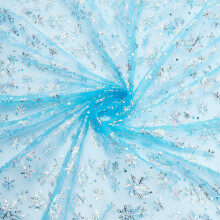 Snowflake Pattern Nylon Mesh Fabric Sky Blue 160 cm