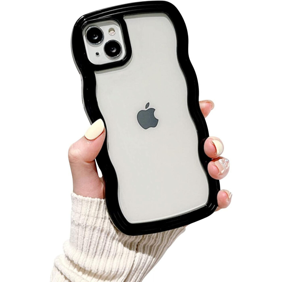 Compatible With Iphone 13 & 14 Â Cute Curly Wave Bumper Case, Soft Tpu Aesthetic Phone Cover For Women Â Black 9065194454719