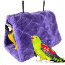 Winter Warm Bird Nest House Hut – Hanging Hammock Cage for Parrot, Macaw, Budgie, Cockatiel, Lovebird & Hamster (L, Purple)