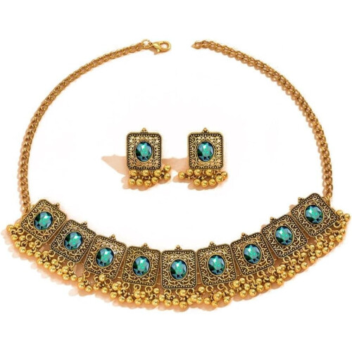 Σετ κοσμημάτων Vintage Boho για γυναίκες: Σκουλαρίκια με χάντρες CZ, κολιέ με φούντα –