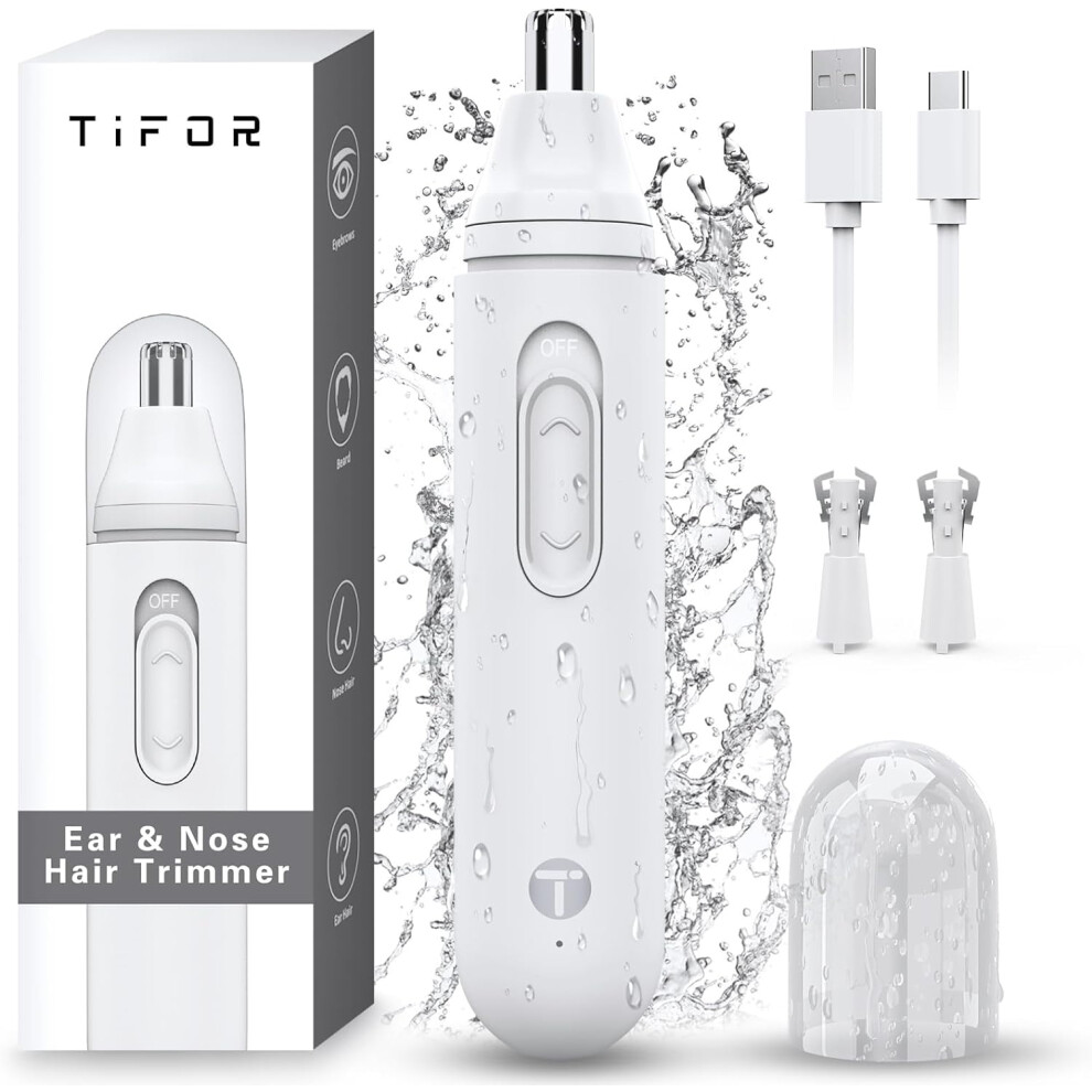 USB Ear & Nose Hair Trimmer for Men/Women â Painless, Waterproof, with 2 Dual-Edge Blades; Compatible with USB charging