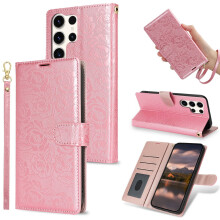 Compatible with Samsung Galaxy S24 Ultra/Plus/FE Wallet Case with Card Holder & Magnetic Closure – Leather