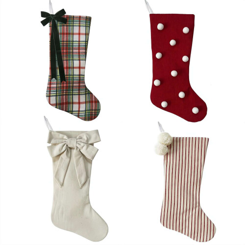 Christmas Stocking Set Classic Plush Cuff 4 Pack